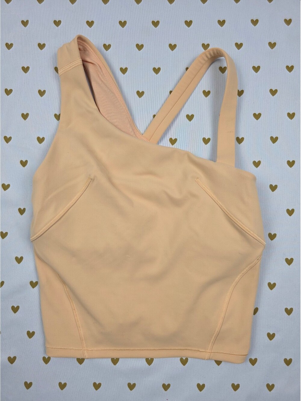 Lululemon Asymmetrical Longline Sports Bra Blush Pink Size 0 Yoga Athletic